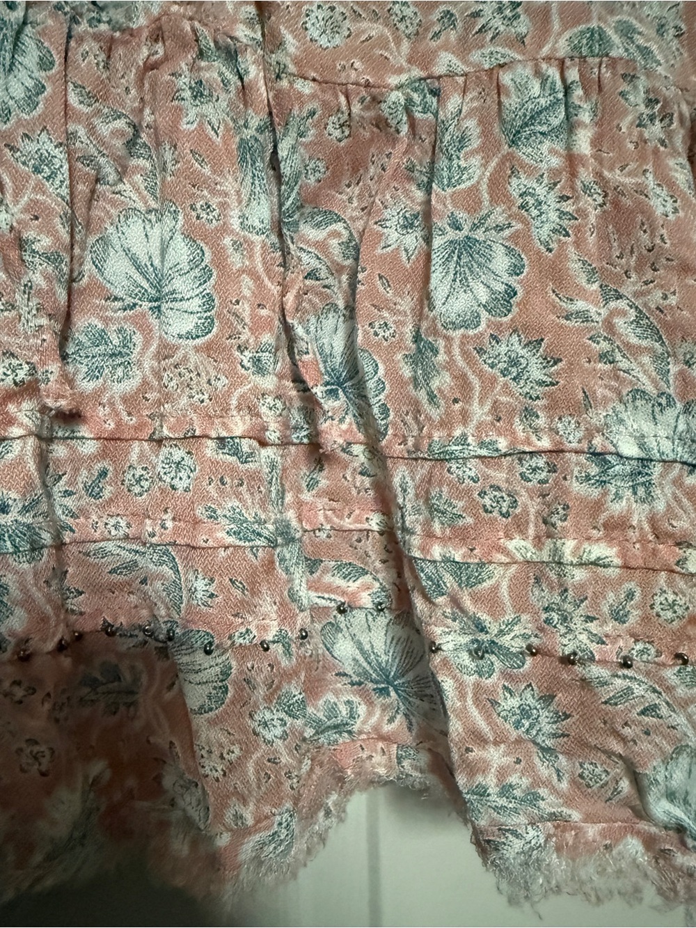 William Rast Pink Floral Ruffle Button-Front Blouse - Picture 3 of 9